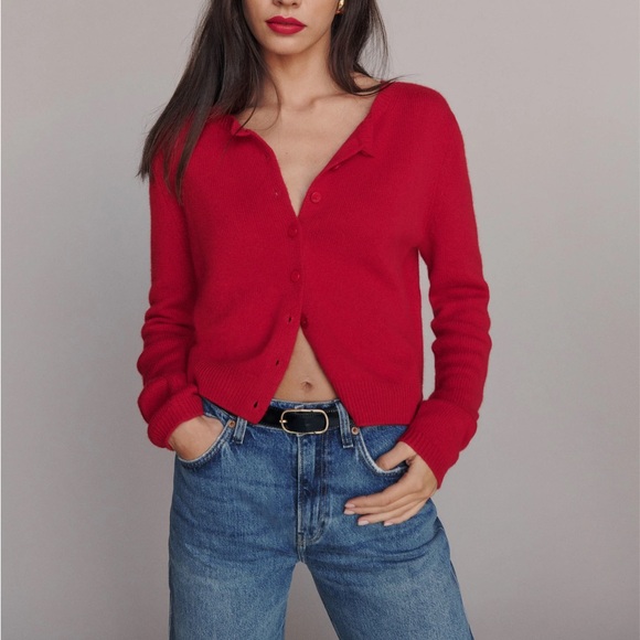 REFORMATION Clara Cashmere Crew Cardigan - Picture 1 of 4